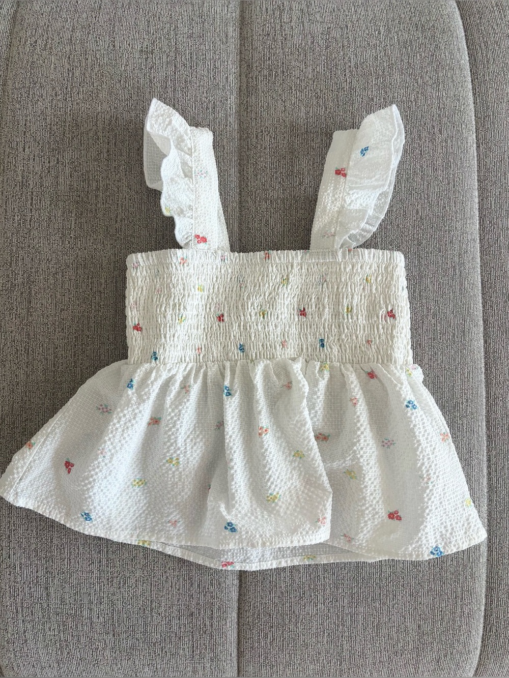 NWOT White Ruffle Tank Top with Tiny Floral Print - Kids